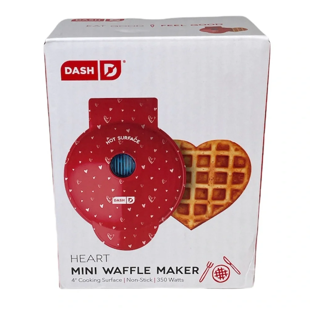 Dash Heart Mini Waffle Maker, Red, Heart Waffle Maker